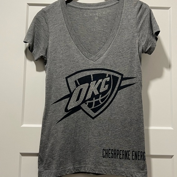 None Tops - Gray OKC V-Neck T-Shirt